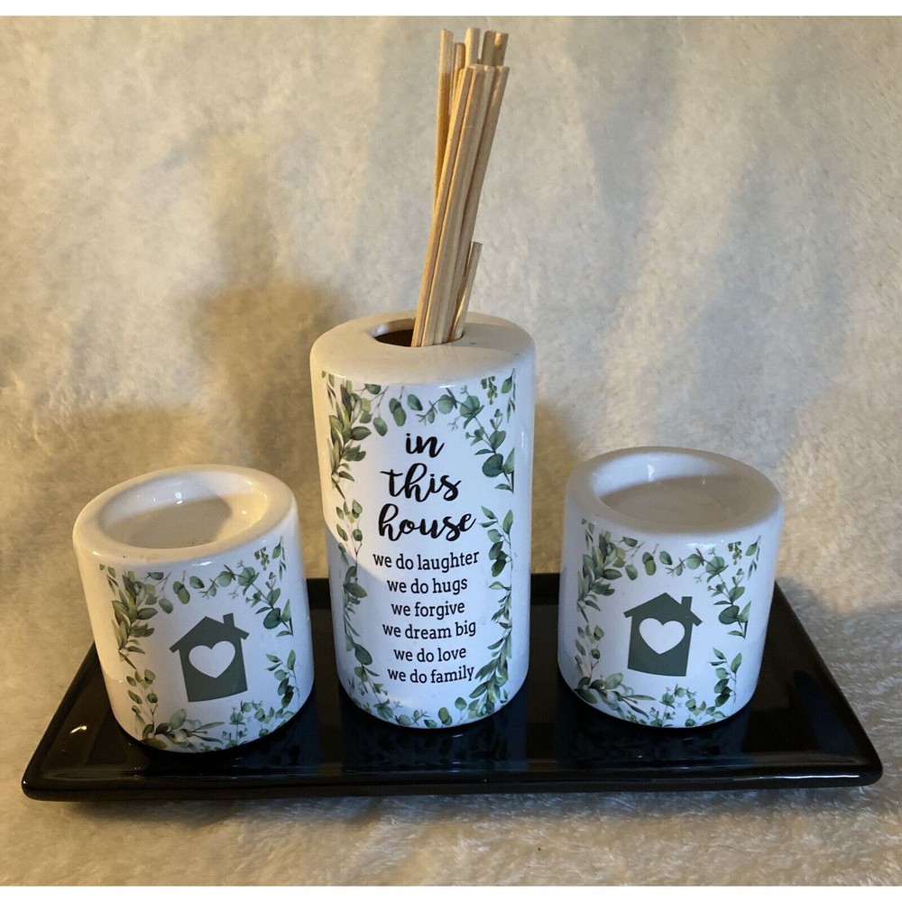 Diffuser Gift Set "In This House" Interiors by Design 3 piece set Pillars & Tray